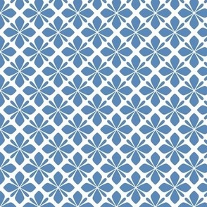 Classic Tiled Floral Geometric in White and Light Navy - Small - Hamptons Geometric, Navy and White Geometric, Classic Navy Geometric