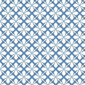 Classic Tiled Floral Geometric in Light Navy and White - Small - Hamptons Geometric, Navy and White Geometric, Classic Navy Geometric