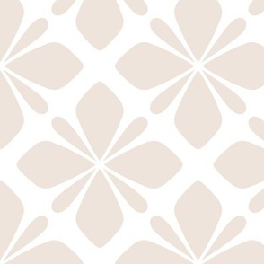 Classic Tiled Floral Geometric in White and Light Beige - Large - Neutral Tiled Geometric, Classic Neutral Geometric, Soft Neutrals