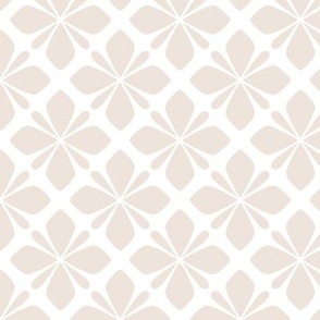 Classic Tiled Floral Geometric in White and Light Beige - Medium - Neutral Tiled Geometric, Classic Neutral Geometric, Soft Neutrals