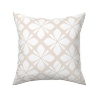 Classic Tiled Floral Geometric in Light Beige and White - Large - Neutral Tiled Geometric, Classic Neutral Geometric, Soft Neutrals