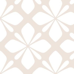 Classic Tiled Floral Geometric in Light Beige and White - Large - Neutral Tiled Geometric, Classic Neutral Geometric, Soft Neutrals