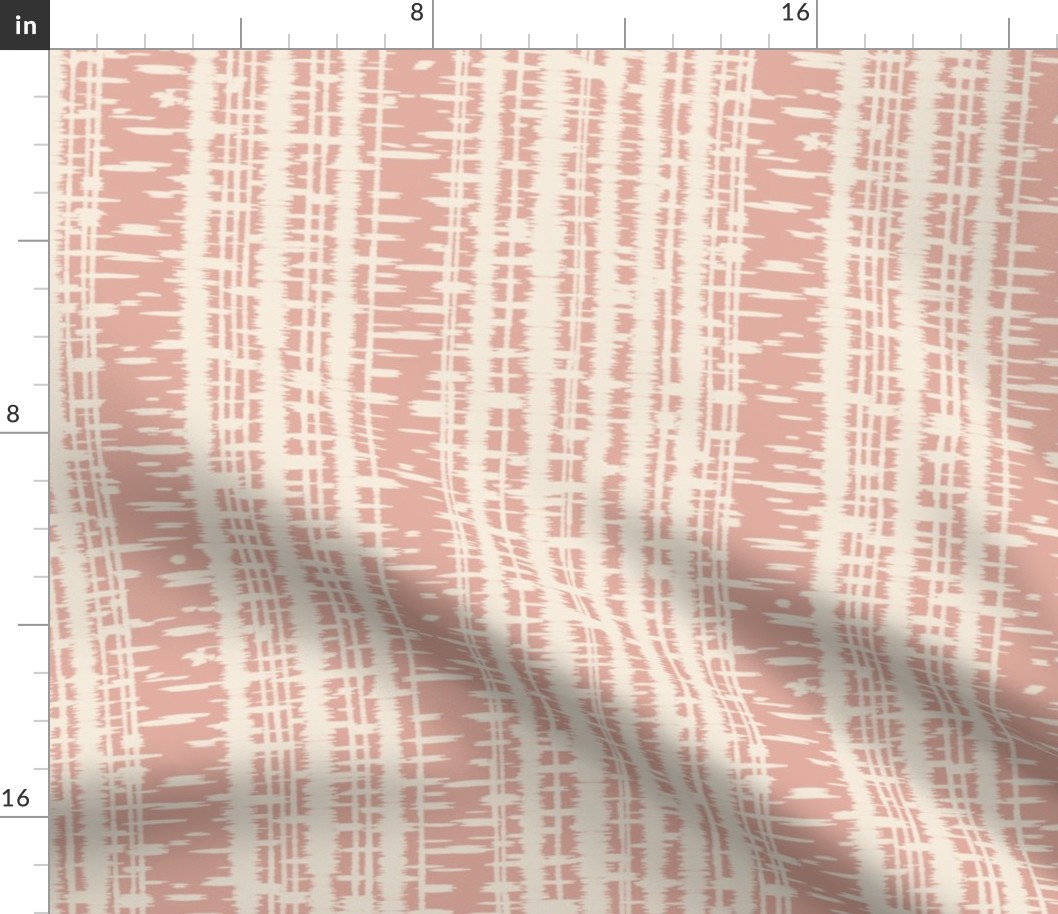 Pulse Ikat Blush Pink and Cream - Textured Abstract Vertical Stripes 