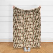Small Pinecones and Pine Sprigs Polka Dot on Natural Tan
