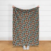 Large Pine Cones and Pine Sprigs Polka Dot on Blue Grey