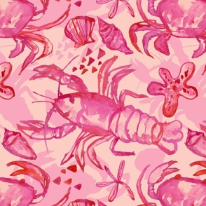 Watercolor Pastel Pink Crustaceancore Pattern