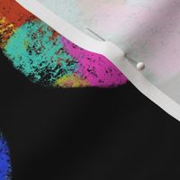 Multicolor Crayons Polka Dots on Black