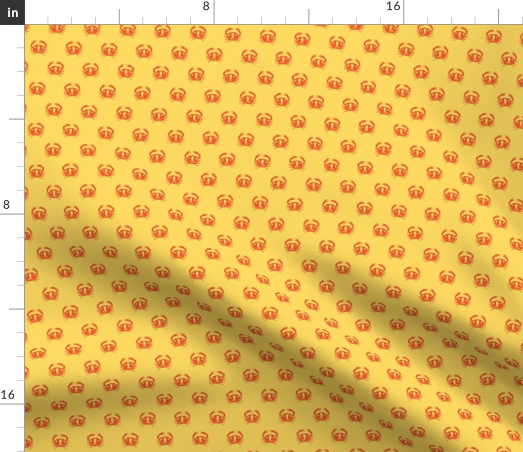 micro - Crabs in geometric rows - red orange on canary yellow