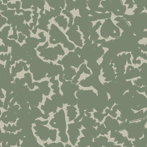 LARGE ABSTRACT CARNATION TEXTURED HAND DRAWN CAMOUFLAGE FLORAL EARTH TONE OLIVE SAGE GREEN AND MUTED LIGHT LIME