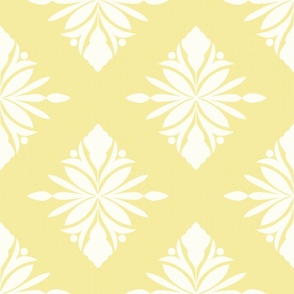 Linen Textured oriental ornaments yellow white Buttercup