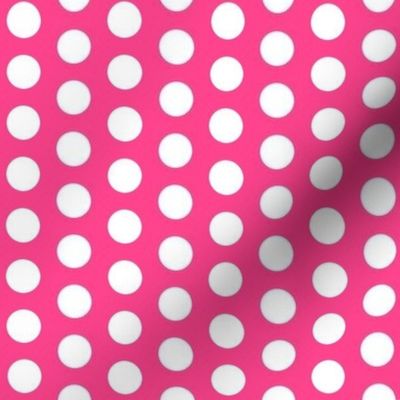 White Polka Dots on Bubblegum Pink