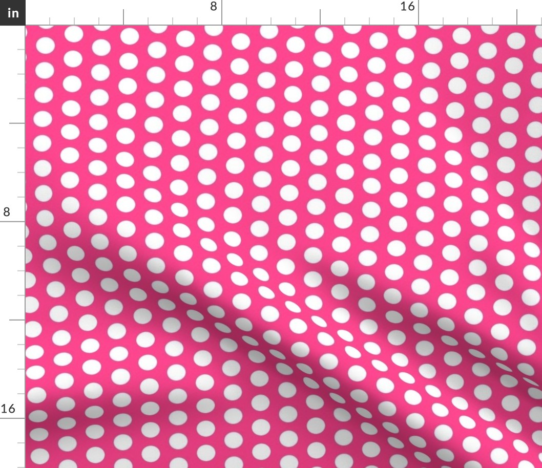 White Polka Dots on Bubblegum Pink