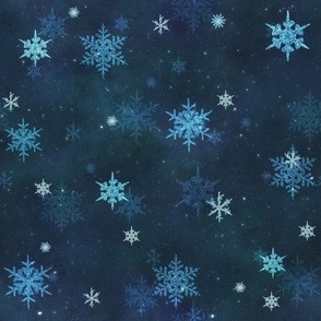 S // Glittery Snowflakes Design in midnight blue & Silver