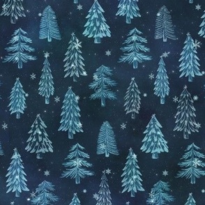 S // Glittery Christmas Tree Design midnight navy blue & Silver