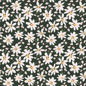 Big daisy patch  -  dark green , off white, peach, pastel pink, sage green and ochre yellow   // Small scale