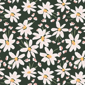 Big daisy patch  -  dark green , off white, peach, pastel pink, sage green and ochre yellow   // Big scale