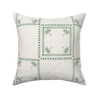 SMALL MODERN TROPICAL SUMMER BEACH TILE CHECK SPOTS LINES-OLIVE SAGE GREEN AND WHITE