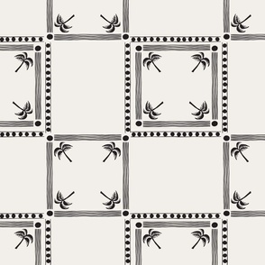 SMALL MODERN TROPICAL SUMMER BEACH TILE CHECK SPOTS LINES-CLASSIC BLACK AND WHITE