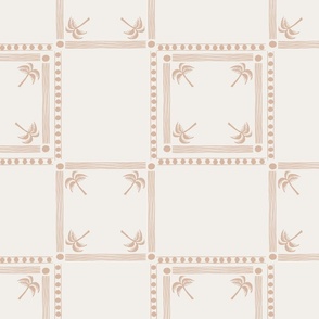 SMALL MODERN TROPICAL SUMMER BEACH TILE CHECK SPOTS LINES-LIGHT NEUTRAL EARTHY TONE PINK BEIGE AND WHITE