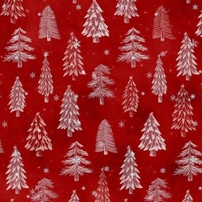 S // Glittery Christmas Tree Design crimson red & Silver