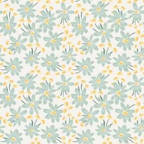 Big daisy patch  -  off white , mint green, sage green and ochre yellow    // Small scale