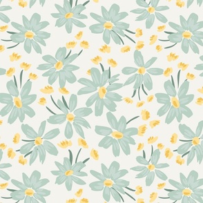 Big daisy patch  -  off white , mint green, sage green and ochre yellow    // Big scale