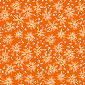 Big daisy patch  -  orange, pastel orange, off white and pastel pink    // Small scale