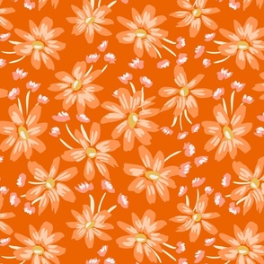 Big daisy patch  -  orange, pastel orange, off white and pastel pink    // Big scale