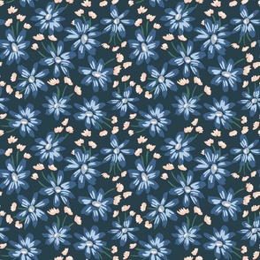 Big daisy patch  -  dark blue  , powder blue, light blue and off white     // Small scale