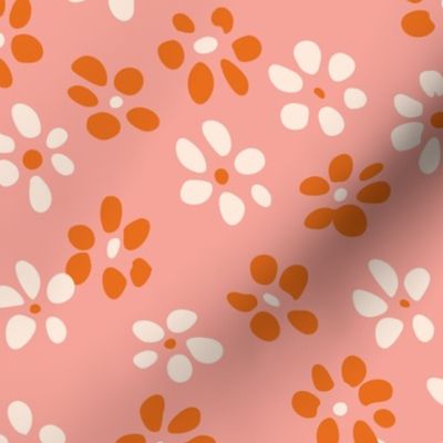 Dot petal flowers  -  pastel pink, off white and orange      // Big scale