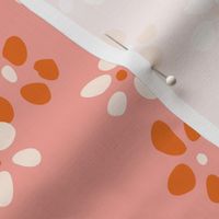 Dot petal flowers  -  pastel pink, off white and orange      // Big scale