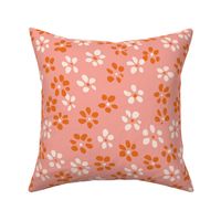 Dot petal flowers  -  pastel pink, off white and orange      // Big scale