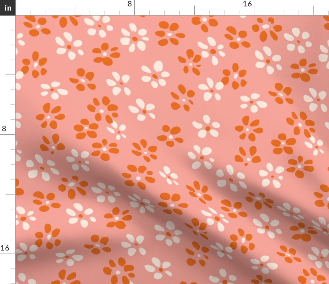 Dot petal flowers  -  pastel pink, off white and orange      // Big scale