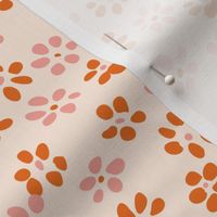 Dot petal flowers  -  cream, pastel pink and brown     // Small scale