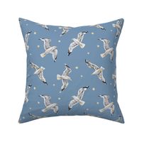 Seagulls and stars (blue)