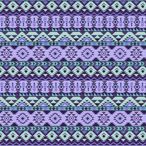 Aztec stripes - shades of purple, periwinkle, teal - small scale