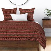 Aztec stripes - shades of red, maroon, ochre 