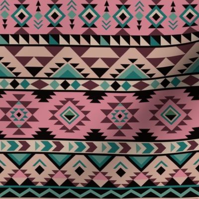  Aztec stripes - shades of green and pink