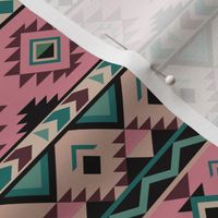  Aztec stripes - shades of green and pink