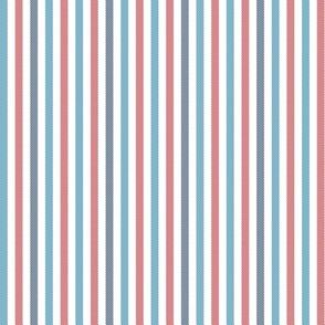 vertical ticking stripes in red and blue on white | small