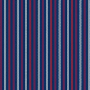 vertical ticking stripes in red and white on deep navy blue | small