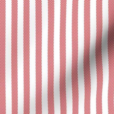 vertical ticking stripes in red on white | small