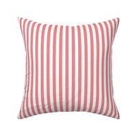 vertical ticking stripes in red on white | small