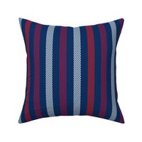 vertical ticking stripes in red and white on deep navy blue | medium