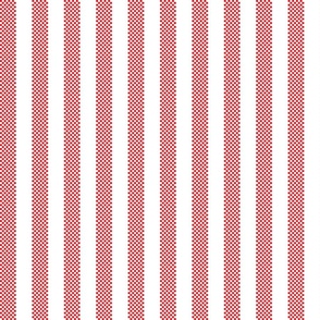 vertical ticking stripes in red on white | medium
