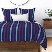 vertical ticking stripes in red and white on deep navy blue | large