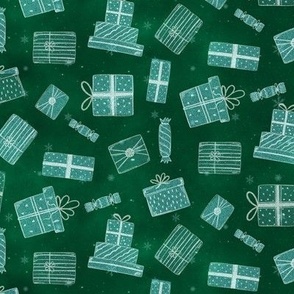 S // Shimmering Gift Boxes in Emerald green & Silver