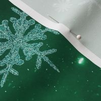 L // Glittery Snowflakes Design in emerald green & Silver