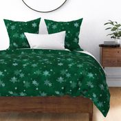 L // Glittery Snowflakes Design in emerald green & Silver