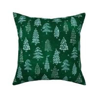 M // Glittery Christmas Tree Design Emerald Green & Silver